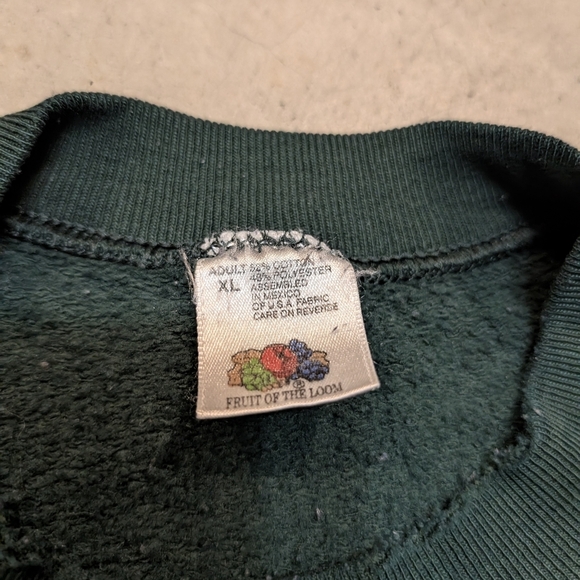 VTG 90s Fruit Of The Loom New York Crew Neck Green Mens XL Flaws - Picture 5 of 8